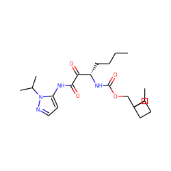 CCCC[C@H](NC(=O)OCC1(CC)CCC1)C(=O)C(=O)Nc1ccnn1C(C)C ZINC000013583817