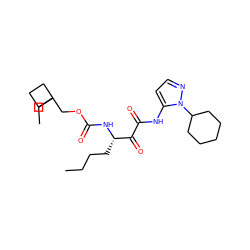 CCCC[C@H](NC(=O)OCC1(CC)CCC1)C(=O)C(=O)Nc1ccnn1C1CCCCC1 ZINC000013583843