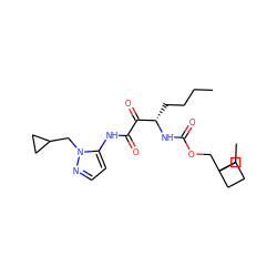 CCCC[C@H](NC(=O)OCC1(CC)CCC1)C(=O)C(=O)Nc1ccnn1CC1CC1 ZINC000013583824