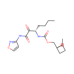 CCCC[C@H](NC(=O)OCC1(CC)CCC1)C(=O)C(=O)Nc1ccon1 ZINC000013583766