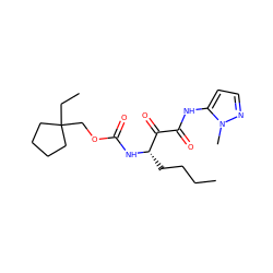 CCCC[C@H](NC(=O)OCC1(CC)CCCC1)C(=O)C(=O)Nc1ccnn1C ZINC000013583788