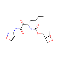 CCCC[C@H](NC(=O)OCC1(CC)COC1)C(=O)C(=O)Nc1ccon1 ZINC000013583775