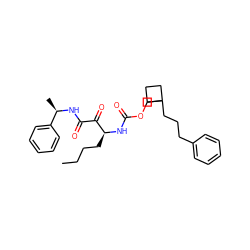 CCCC[C@H](NC(=O)OCC1(CCCc2ccccc2)CCC1)C(=O)C(=O)N[C@H](C)c1ccccc1 ZINC000028386931