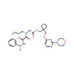 CCCC[C@H](NC(=O)OCC1(COc2ccnc(N3CCOCC3)n2)CCC1)C(=O)C(=O)N[C@H](C)c1ccccc1 ZINC000028463496