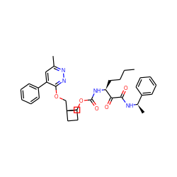 CCCC[C@H](NC(=O)OCC1(COc2nnc(C)cc2-c2ccccc2)CCC1)C(=O)C(=O)N[C@H](C)c1ccccc1 ZINC000028455427