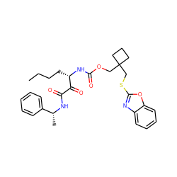 CCCC[C@H](NC(=O)OCC1(CSc2nc3ccccc3o2)CCC1)C(=O)C(=O)N[C@H](C)c1ccccc1 ZINC000028460216