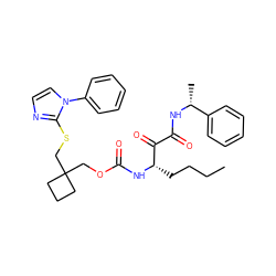 CCCC[C@H](NC(=O)OCC1(CSc2nccn2-c2ccccc2)CCC1)C(=O)C(=O)N[C@H](C)c1ccccc1 ZINC000028387855