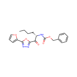 CCCC[C@H](NC(=O)OCc1ccccc1)C(=O)c1nnc(-c2ccco2)o1 ZINC000029125087