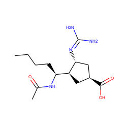 CCCC[C@H](NC(C)=O)[C@@H]1C[C@H](C(=O)O)C[C@H]1N=C(N)N ZINC000013558597