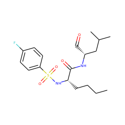 CCCC[C@H](NS(=O)(=O)c1ccc(F)cc1)C(=O)N[C@H](C=O)CC(C)C ZINC000013493519