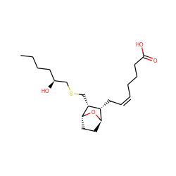 CCCC[C@H](O)CSC[C@@H]1[C@H](C/C=C\CCCC(=O)O)[C@H]2CC[C@H]1O2 ZINC000253685111