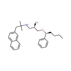 CCCC[C@H](OC[C@H](O)CNC(C)(C)Cc1ccc2ccccc2c1)c1ccccc1 ZINC000049792813