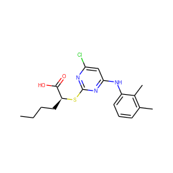 CCCC[C@H](Sc1nc(Cl)cc(Nc2cccc(C)c2C)n1)C(=O)O ZINC000040393369