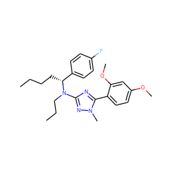 CCCC[C@H](c1ccc(F)cc1)N(CCC)c1nc(-c2ccc(OC)cc2OC)n(C)n1 ZINC000013610719