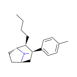 CCCC[C@H]1[C@@H](c2ccc(C)cc2)C[C@H]2CC[C@H]1N2C ZINC000100812553