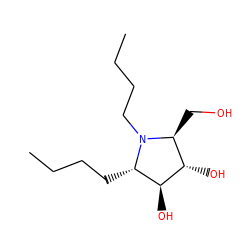 CCCC[C@H]1[C@H](O)[C@@H](O)[C@H](CO)N1CCCC ZINC000066258554