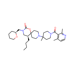 CCCC[C@H]1CN(C[C@@H]2CCCCO2)C(=O)OC12CCN(C1(C)CCN(C(=O)c3c(C)ccnc3C)CC1)CC2 ZINC000049802272