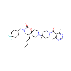 CCCC[C@H]1CN(CC2CCC(F)(F)CC2)C(=O)OC12CCN(C1(C)CCN(C(=O)c3c(C)ncnc3C)CC1)CC2 ZINC000049771330