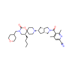CCCC[C@H]1CN(CC2CCOCC2)C(=O)OC12CCN([C@@H]1C[C@@H]3CN(C(=O)c4c(C)cc(C#N)nc4C)C[C@@H]3C1)CC2 ZINC000253724017