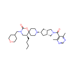 CCCC[C@H]1CN(CC2CCOCC2)C(=O)OC12CCN([C@@H]1C[C@@H]3CN(C(=O)c4c(C)ncnc4C)C[C@@H]3C1)CC2 ZINC000261187911