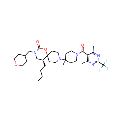 CCCC[C@H]1CN(CC2CCOCC2)C(=O)OC12CCN(C1(C)CCN(C(=O)c3c(C)nc(C(F)(F)F)nc3C)CC1)CC2 ZINC000049771248