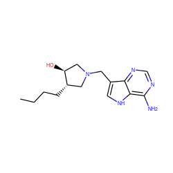 CCCC[C@H]1CN(Cc2c[nH]c3c(N)ncnc23)C[C@@H]1O ZINC000064553505