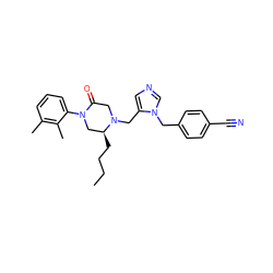 CCCC[C@H]1CN(c2cccc(C)c2C)C(=O)CN1Cc1cncn1Cc1ccc(C#N)cc1 ZINC000053186491