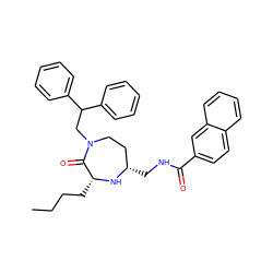 CCCC[C@H]1N[C@@H](CNC(=O)c2ccc3ccccc3c2)CCN(CC(c2ccccc2)c2ccccc2)C1=O ZINC000206925963