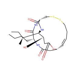 CCCC[C@H]1NC(=O)C[C@H]2/C=C/CCSSC[C@@H](NC1=O)C(=O)N[C@H]([C@@H](C)CC)[C@@H](O)CC(=O)O2 ZINC000072122972