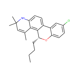 CCCC[C@H]1Oc2ccc(Cl)cc2-c2ccc3c(c21)C(C)=CC(C)(C)N3 ZINC000003831983