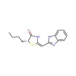 CCCC[C@H]1S/C(=C/c2nc3ccccc3[nH]2)NC1=O ZINC000103234160