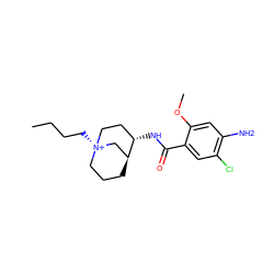 CCCC[N@@+]12CCC[C@@H](C1)[C@@H](NC(=O)c1cc(Cl)c(N)cc1OC)CC2 ZINC000253637629