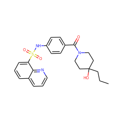 CCCC1(O)CCN(C(=O)c2ccc(NS(=O)(=O)c3cccc4cccnc34)cc2)CC1 ZINC000221277006