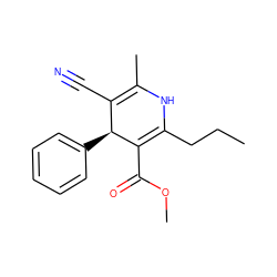 CCCC1=C(C(=O)OC)[C@@H](c2ccccc2)C(C#N)=C(C)N1 ZINC000058568701