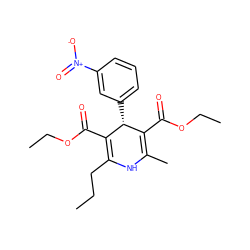 CCCC1=C(C(=O)OCC)[C@H](c2cccc([N+](=O)[O-])c2)C(C(=O)OCC)=C(C)N1 ZINC000039285987