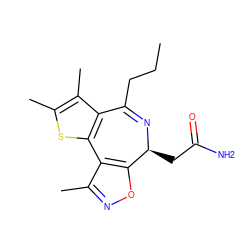 CCCC1=N[C@@H](CC(N)=O)c2onc(C)c2-c2sc(C)c(C)c21 ZINC000096284471