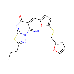 CCCC1=NN2C(=N)/C(=C\c3ccc(SCc4ccco4)o3)C(=O)N=C2S1 ZINC000005025816