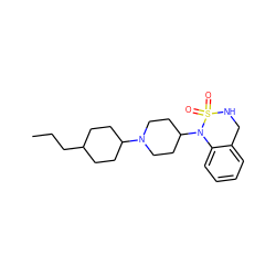 CCCC1CCC(N2CCC(N3c4ccccc4CNS3(=O)=O)CC2)CC1 ZINC000028388112