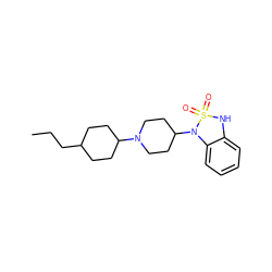 CCCC1CCC(N2CCC(N3c4ccccc4NS3(=O)=O)CC2)CC1 ZINC000028359987