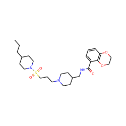 CCCC1CCN(S(=O)(=O)CCCN2CCC(CNC(=O)c3cccc4c3OCCO4)CC2)CC1 ZINC000028340118