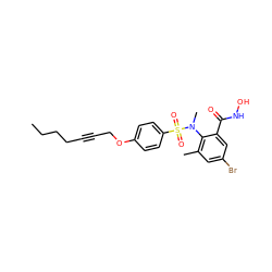 CCCCC#CCOc1ccc(S(=O)(=O)N(C)c2c(C)cc(Br)cc2C(=O)NO)cc1 ZINC000013440698