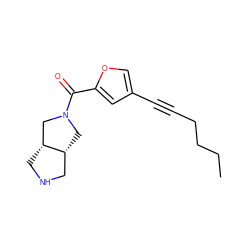 CCCCC#Cc1coc(C(=O)N2C[C@@H]3CNC[C@@H]3C2)c1 ZINC000169711225