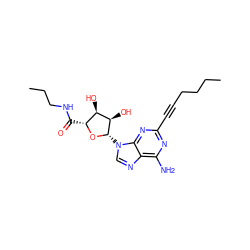 CCCCC#Cc1nc(N)c2ncn([C@@H]3O[C@H](C(=O)NCCC)[C@@H](O)[C@H]3O)c2n1 ZINC000012405406