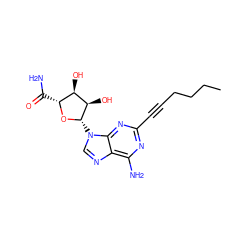 CCCCC#Cc1nc(N)c2ncn([C@@H]3O[C@H](C(N)=O)[C@@H](O)[C@H]3O)c2n1 ZINC000005421770