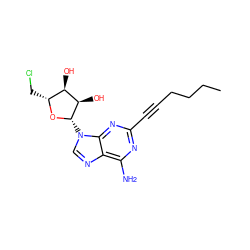 CCCCC#Cc1nc(N)c2ncn([C@@H]3O[C@H](CCl)[C@@H](O)[C@H]3O)c2n1 ZINC000012405408