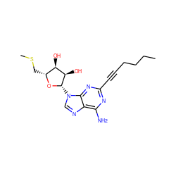 CCCCC#Cc1nc(N)c2ncn([C@@H]3O[C@H](CSC)[C@@H](O)[C@H]3O)c2n1 ZINC000013472024