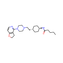 CCCCC(=O)N[C@H]1CC[C@H](CCN2CCN(c3nccc4c3CCO4)CC2)CC1 ZINC000261160979