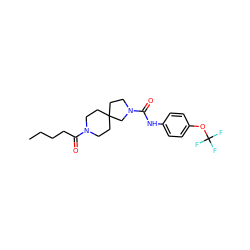 CCCCC(=O)N1CCC2(CC1)CCN(C(=O)Nc1ccc(OC(F)(F)F)cc1)C2 ZINC000096285163