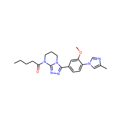 CCCCC(=O)N1CCCn2c(-c3ccc(-n4cnc(C)c4)c(OC)c3)nnc21 ZINC000066112256