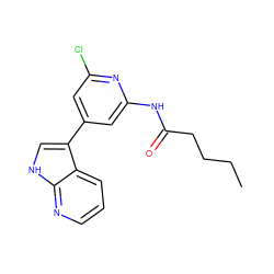 CCCCC(=O)Nc1cc(-c2c[nH]c3ncccc23)cc(Cl)n1 ZINC000063539789